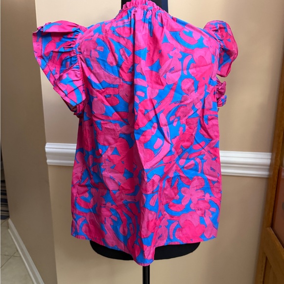 Sugarlips Yeraldi Berry Risette Ruffle Split Neck Top - Picture 5 of 6